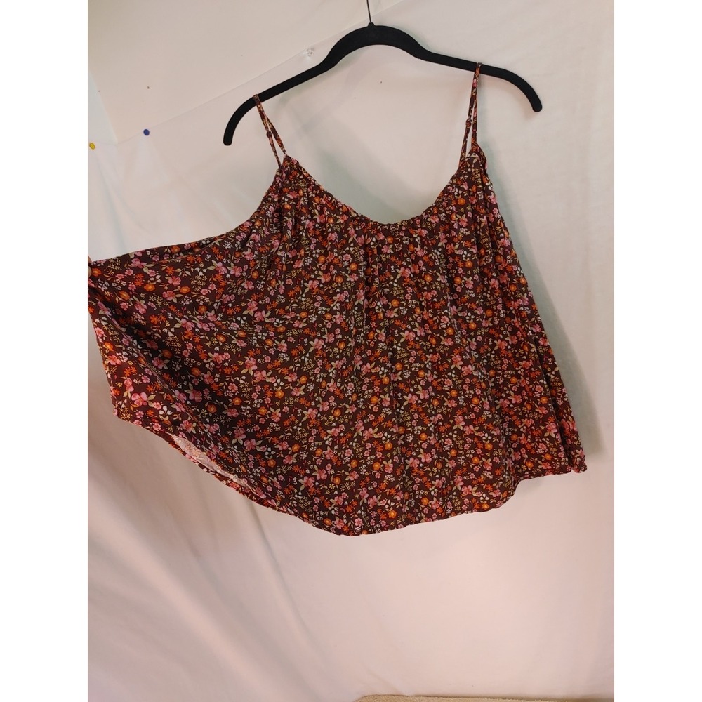 Old Navy Golden Brown Flow Boho chic Peasant Crop Tank Top Spaghetti Straps SZ L
